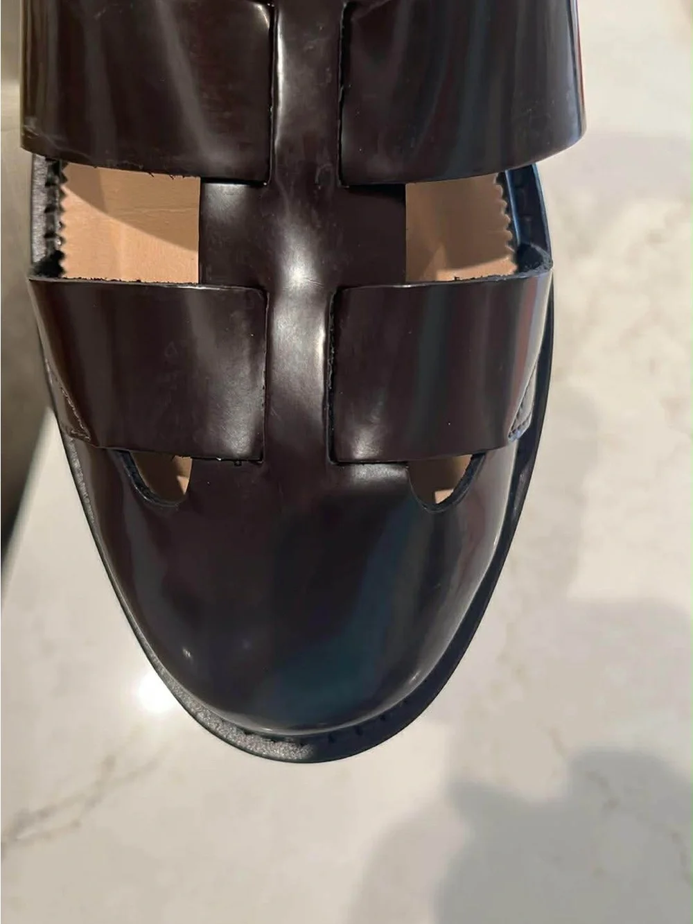 J. Crew Brown Patent Leather Woven Strap Sandals - Picture 3 of 3